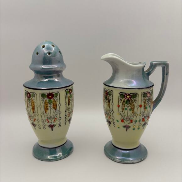 Art Deco Muffineer Lusterware Hand Painted Sugar Shaker Creamer Made in Japan - Picture 1 of 8